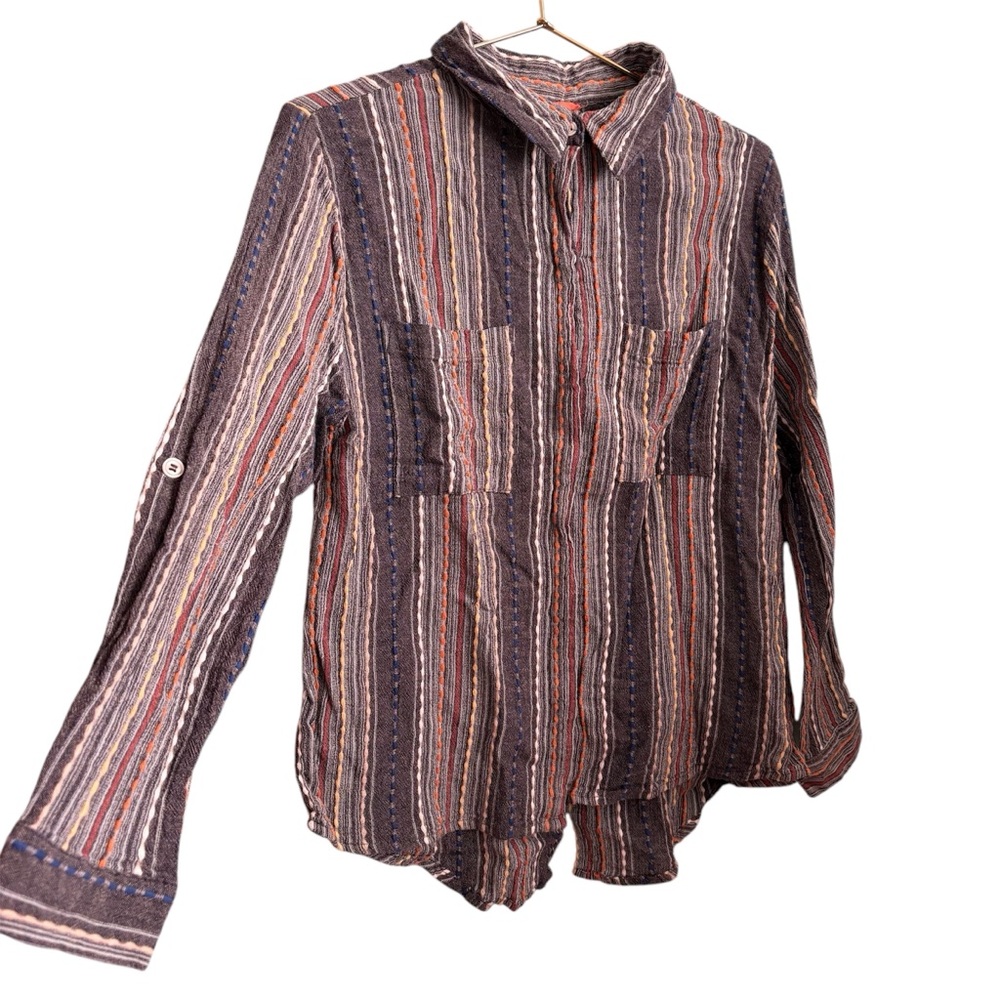 5for20 Chelsea & Violet striped high low button down cotton blouse